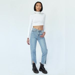 EB DENIM NEVADA SPLIT HEM STRAIGHT LEG DENIM JEANS from  Princess Polly NWT